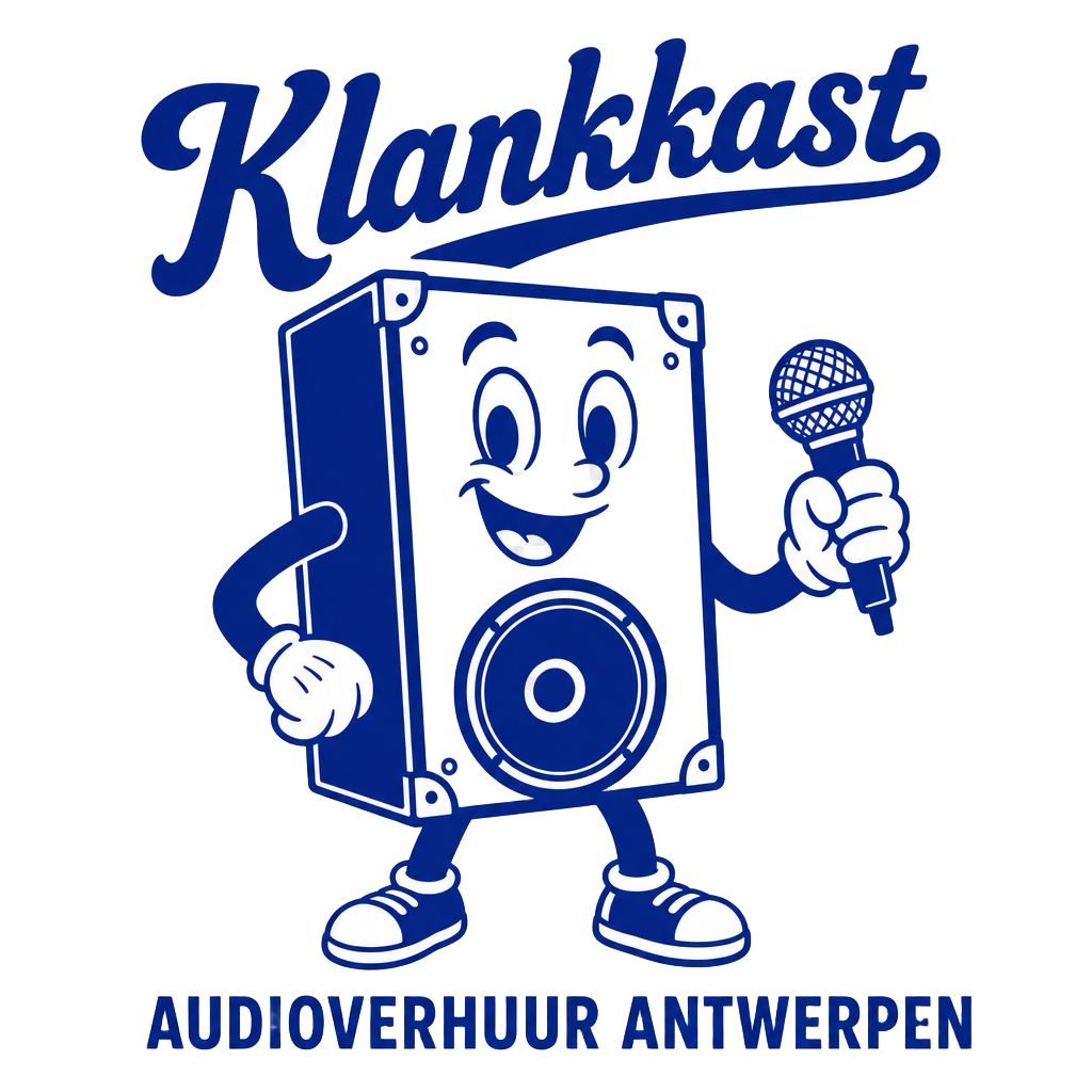 Klankkast logo met speakermascotte, ontworpen door Studio Ro